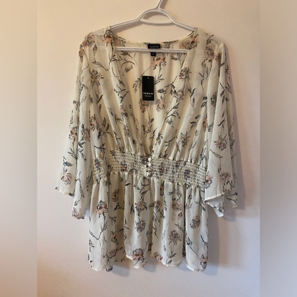 torrid Tops - Torrid sheer chiffon babydoll floral top 2 NWT